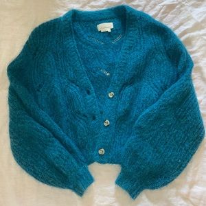 By Anthropologie Teal Knit Cardigan Sweater